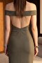 My Fashion Off-The-Shoulder, Bodycon, Slit Maxi Dress - 6