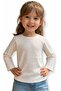 Girl's Ribbed Fabric Lycra Plain Ecru Color Badi