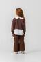 Girl's Heart Embroidered Gabardine Trousers Lycra Sweatshirt Set Brown Stylish Combination - 4