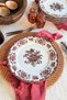 Antique Rose 6-Person 25 cm Special Design Premium Porcelain Serving Plate Set with Burgundy Floral Pattern - 2