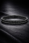 Men's Natural Black Onyx and Hematite Stone Leather Cord Men's Tag Bracelet - 4