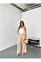 New Season Woven Fabric Double Buttoned Extra Wide Leg Palazzo Pants with Elastic Back - 3