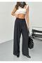 New Season Woven Fabric Double Buttoned Extra Wide Leg Palazzo Pants with Elastic Back - 2