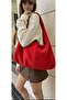 The Moiss Red Plush Casual Large Size Women's Shoulder Bag