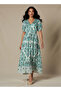 Printed Women Dress with V-neck