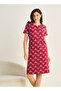 Midi Night Dress Short Sleeve Fruit Print Cotton - 2