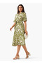Belted Midi Shirt Dress with Printed Design - 3