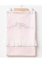 Floral Embroidered Pleated Detailed Organic Double Layer Baby Blanket 85X85 cm 100% Cotton Baby Girl - 5