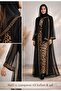Stone Embellished Leopard Pattern Velvet Dress, Tulle Kaftan, Tulle Shawl, 3-Piece Set