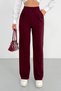 Women's Burgundy High Waist Lycra Wide Leg Palazzo Trousers with Velcro Tape Closure