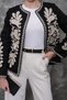 Black Beige Patterned Embroidered Vintage Jacket - 2