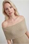 Women's Madonna Collar Ribbed Dress - 2