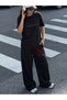 Women's Somnia Et Faciunt Printed Oversize Tshirt and Baggy Sweatpants - Summer Two-Piece Tracksuit Set - 3