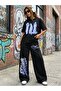 Women's Cosmic Speed Printed Oversize Tshirt and Baggy Sweatpants - Summer Two-Piece Tracksuit Set