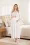 New Season Ecru Long-Sleeved Design Maternity Nightgown with Lace Detail for Easy Breastfeeding - 2