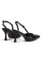 Women's Black Faux Leather Thin Heeled Pointed Toe Open Back Stylish Evening Dress Stilettos - 3