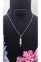 Lightning Necklace Silver Color Zircon Stone Lightning Figure Sparkling Non-Tarnish Steel Necklace-45Cm