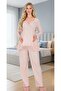 New Season Powder Long Sleeve Elegant Lace Embroidered Design Maternity Pajama Set - 3
