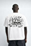 White Oversized Printed Men's T-Shirt