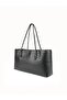 Owen Black Matte Women's Rectangular Tote Bag with Zipper and Knitted Detail, Baguette Hand Shoulder Bag