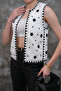 White Star Dot Detail Vintage Vest - 2