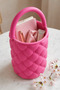 Aesthetic Quilted Desk Organizer Brush Holder Pink – 3D Printing Makeup & Office Organizer - 2