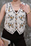 Floral Patterned Buttoned V-Neck Vintage Vest - 6