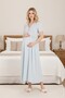 New Season Blue Summer Full Length Buttoned Short Sleeve Special Design Maternity Nightgown - 3