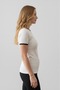 Modal Short Sleeve T-Shirt with Sleeves and Collar Trim, White - 6