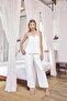 Lace and Low-Cut Satin Pajama Set - 2