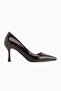 Flory Brown Patent Leather Women's Heeled Shoes Stiletto - 2