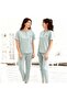 Green Color Star Patterned Bicycle Collar Short Sleeve Women's Pajama Set - 3