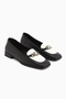Sanie Genuine Leather Black Buckle Women's Ballerinas - 3