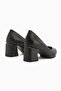 Ferida Genuine Leather Black Thick Heeled Women's Shoes - 5