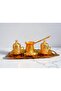 Ottoman Motif Gold Color Turkish Coffee Presentation Set – 5 Pieces – with 2 Cups - 2