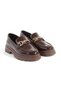 Brown Patent Leather Buckle Detailed Loafer Women's Shoes 2020 - 5