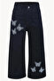 Cotton Girls' Jeans with Butterfly Embroidery - 2