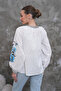 Hakim Collar Balloon Sleeve Cross-Stitch Floral Embroidery Embroidered Cotton Shirt - 7