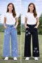 Cotton Girls' Jeans with Butterfly Embroidery - 3