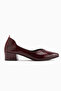 Samia Genuine Leather Burgundy Snake Patterned Thick Heeled Women's Shoes - 2