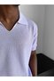 Men's Italian Collar Half Oversize Knitwear T-Shirt Relaxed Fit Knitted Polo Collar T-Shirt - 3