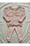Baby Girl Wrinkled Textured Heart Button Cotton Two-Piece Set - 2