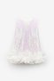 White Sequined Skirt with Ruffles Sleeveless Girls' Dress - Kinsey - 3