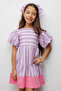 Lilac Striped Girls' Poplin Dress - Juno - 3