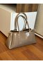Faux Leather Three-Compartment Women's Hand and Shoulder Bag - 3