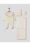 Natural Lace Jacquard 4-Piece Newborn Baby Girl Hospital Outfit 100% Cotton
