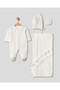 Knitwear Detailed 4-Piece Newborn Baby Girl Hospital Outfit 100% Cotton Oeko Tex Certified