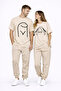 Lover Couple T-Shirt Oversize Unisex Matching Couple Minimal Drawing Design Couple Beige