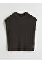 Brown Crew Neck Openwork Women's Knitwear Sweater - 4