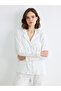 Ecru Shirt Collar Floral Women's Pajama Set